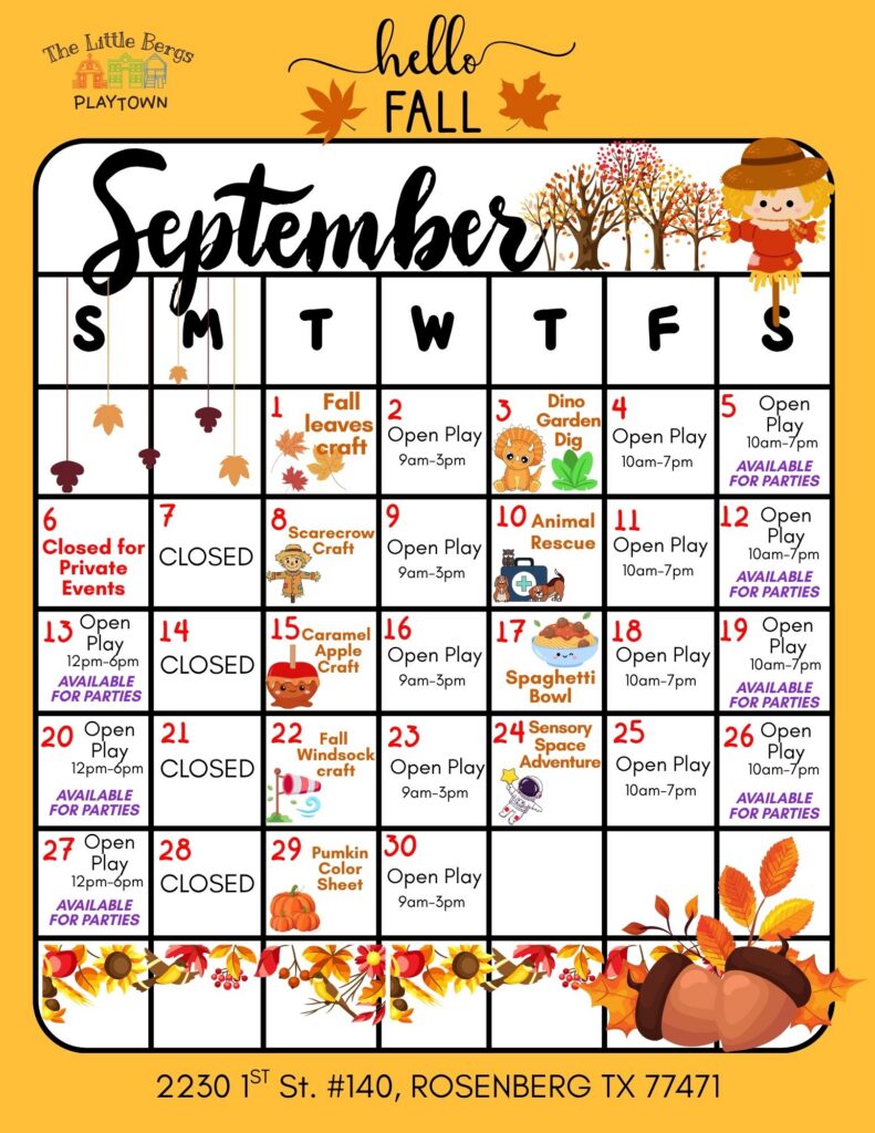 September 2026 Schedule of Events